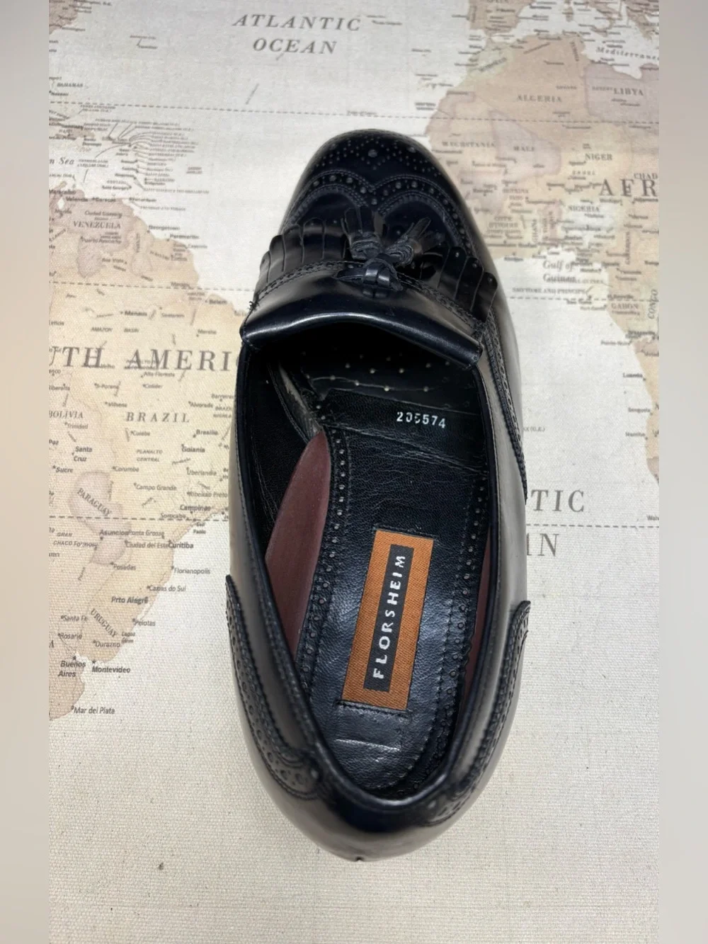 Men's US 10.5 EEE Black Florsheim Kiltie Tassel Slip-On Dress Loafer Shoes